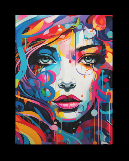 Unapologetic graffiti woman canvas, front view on a black background (source file, not shown in gallery)