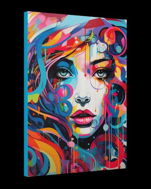 Unapologetic graffiti woman canvas, angled view on a black background (source file, not shown in gallery)